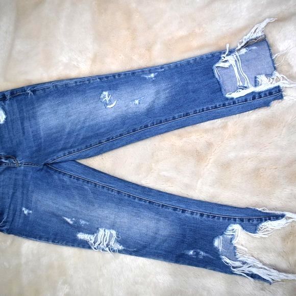 Blank NYC Madison Crop Destroyed Jeans Size 24 High Rise Frayed Hem Denim - Picture 2 of 15